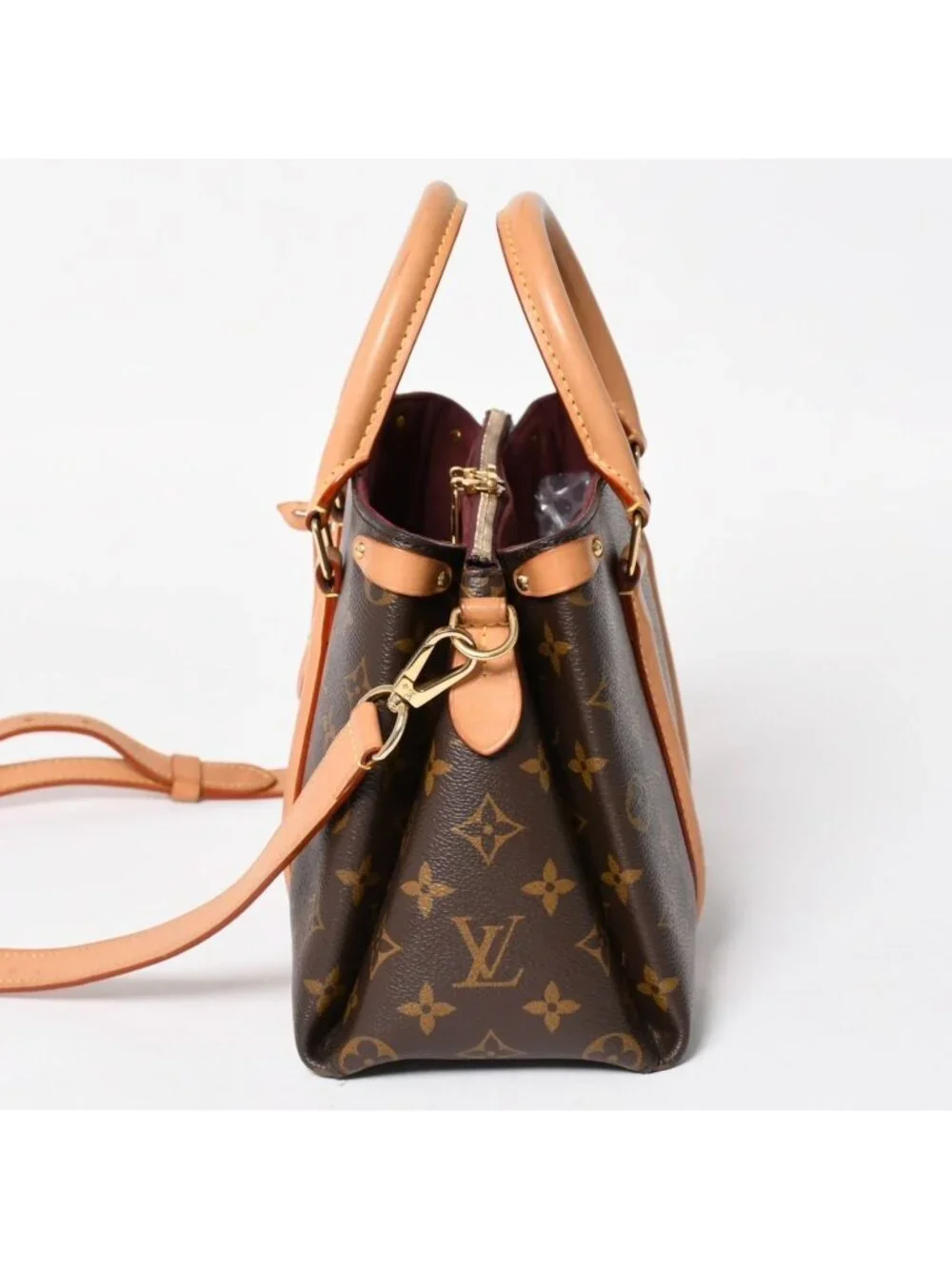 Louis Vuitton Soufflot BB Monogram Handbag Canvas Vachetta Leather Brown